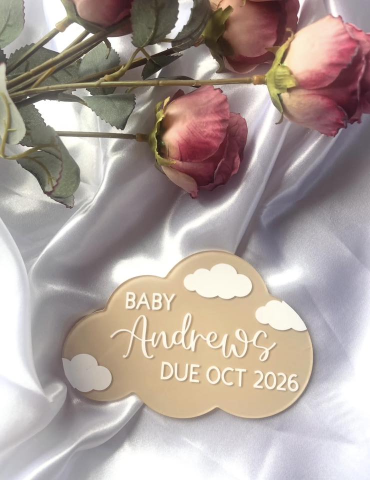 Personalised Acrylic Pregnancy Announcement Cloud