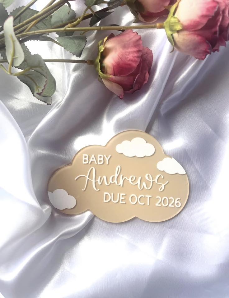 Personalised Acrylic Pregnancy Announcement Cloud