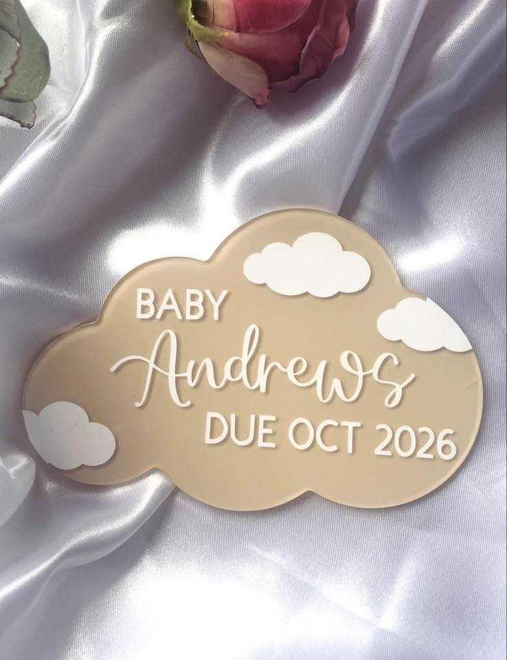 Personalised Acrylic Pregnancy Announcement Cloud
