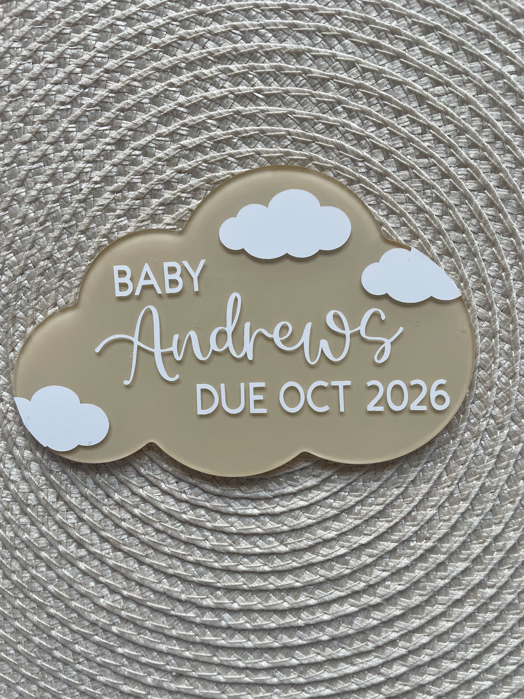 Personalised Acrylic Pregnancy Announcement Cloud