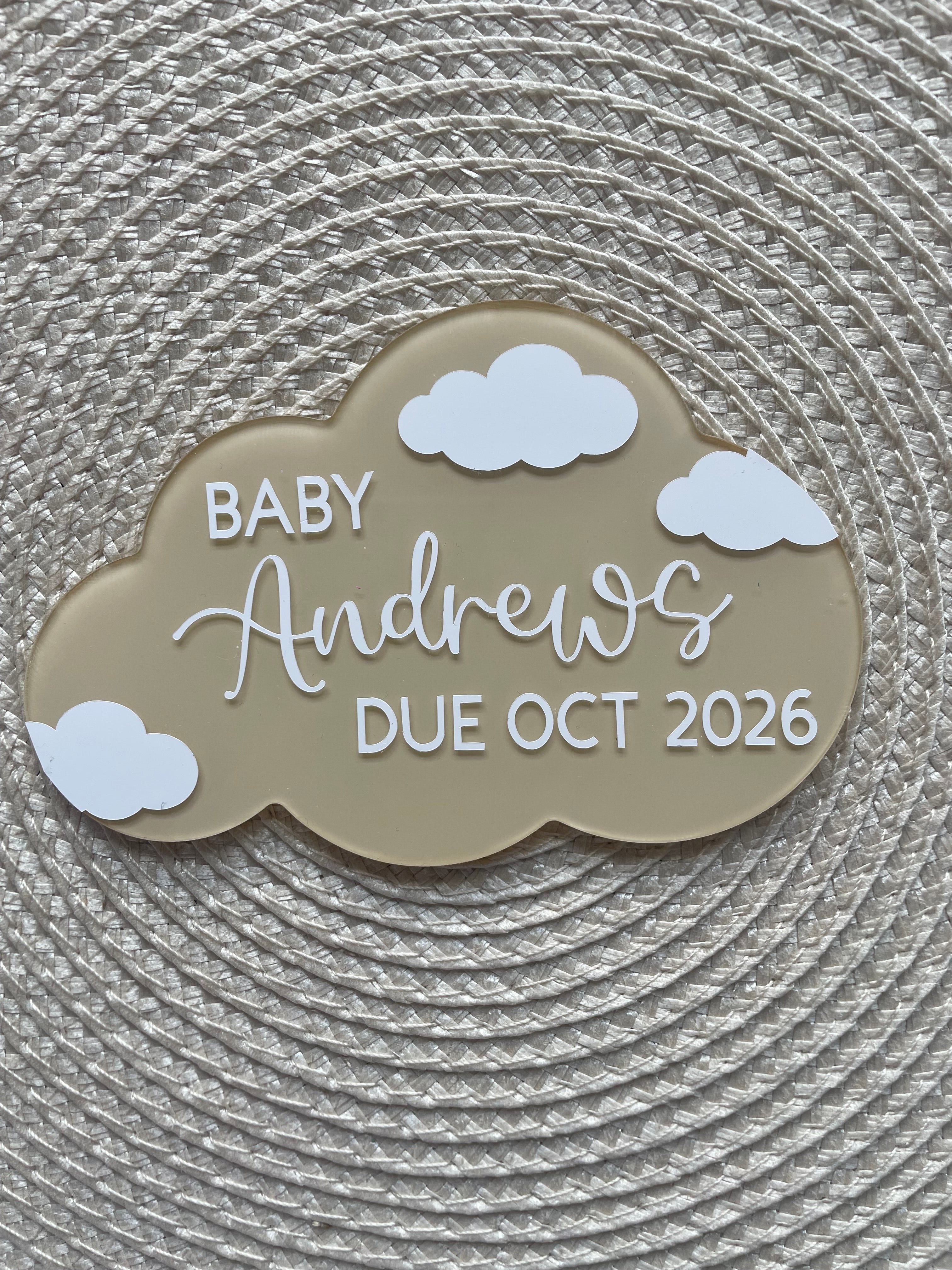 Personalised Acrylic Pregnancy Announcement Cloud