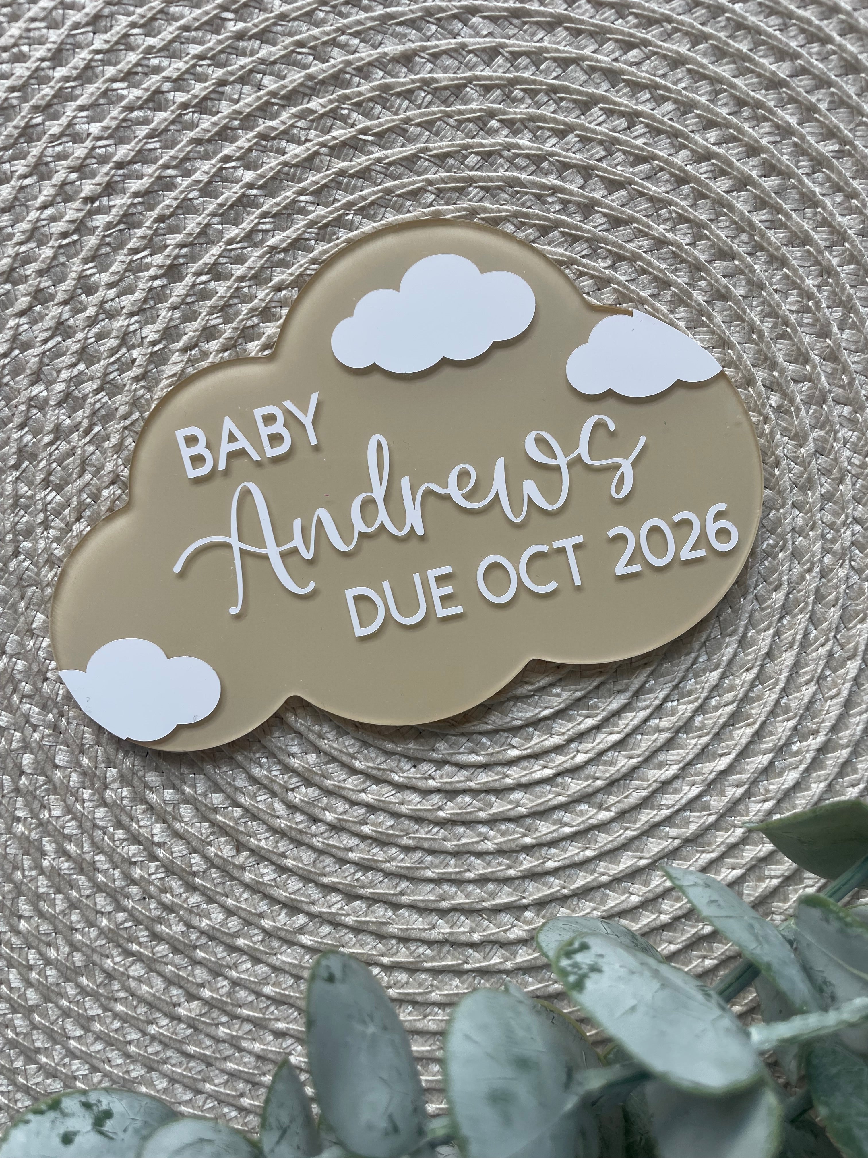 Personalised Acrylic Pregnancy Announcement Cloud