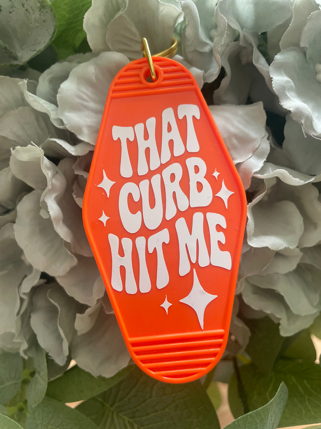 Sarcastic “That Curb Hit Me” Motel Keyring